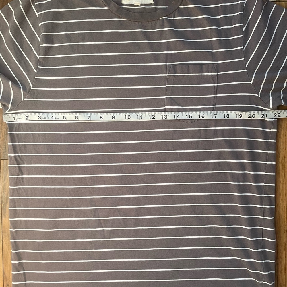 Mollusk Organic 100% Cotton Grey White Striped Pocket Tee – Men’s Large - Picture 7 of 7